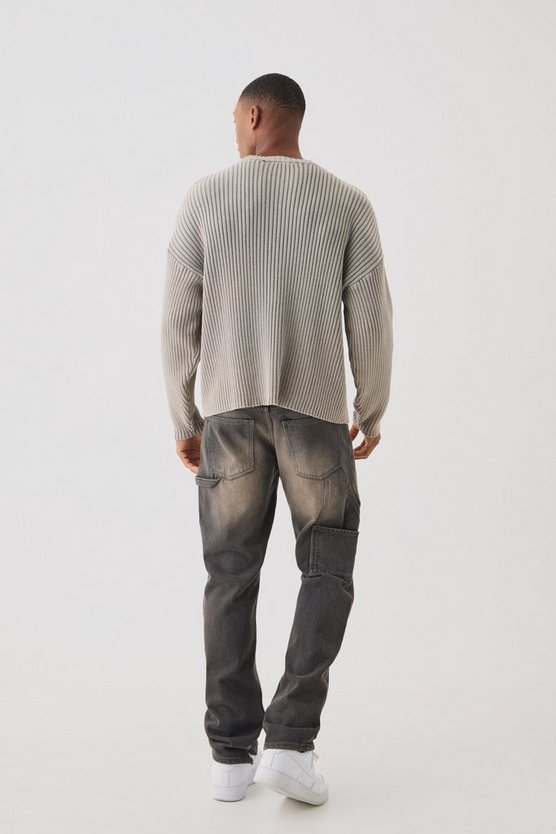 Kastiger Oversize Pullover mit Acid-Waschung
