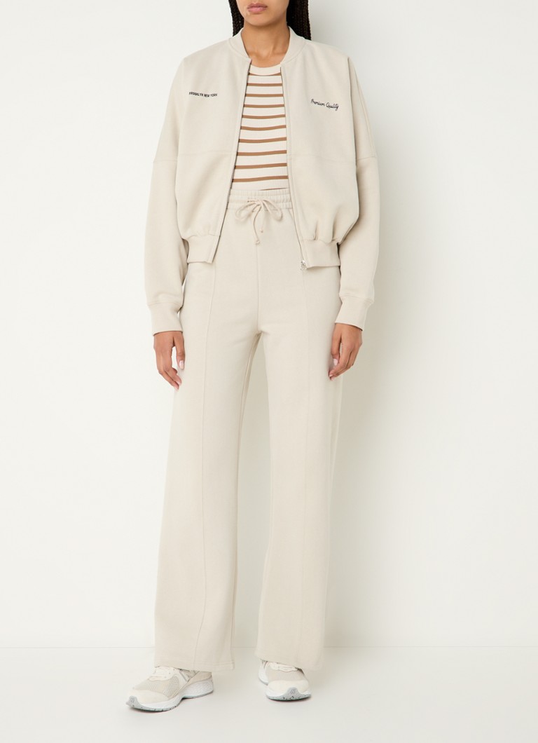 Penn & Ink high-waist loose-fit trousers with pressed crease and drawstring