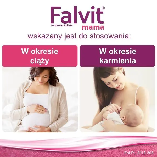 „Falvit Mama“, maisto papildas visam nėštumo ir žindymo laikotarpiui, tabletės