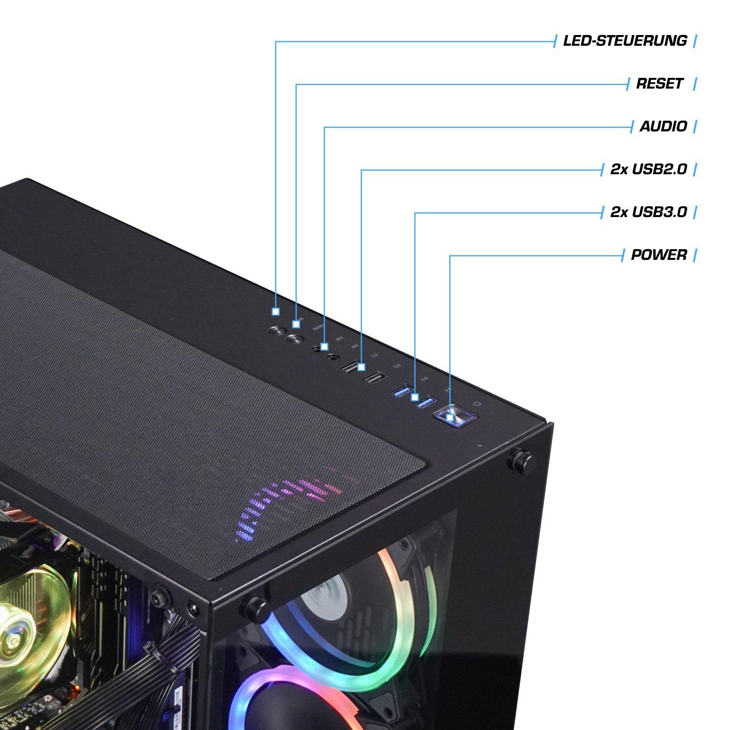 Kiebel Panorama 12 Gaming-PC (Intel Core i7 Intel Core i7-12700F, RTX 4070, 16 GB RAM, 1000 GB SSD, Luftkühlung, RGB-Beleuchtung)