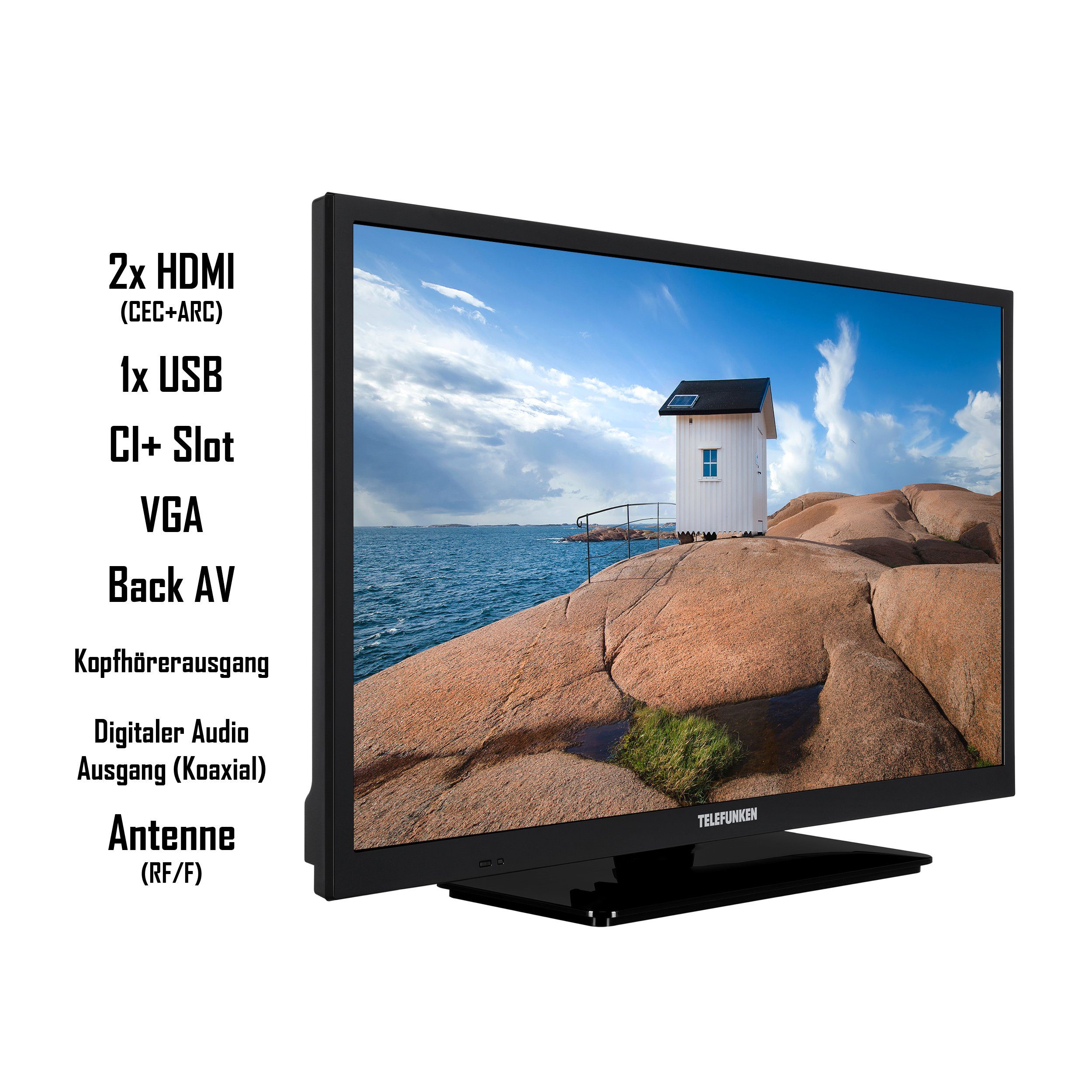 Telefunken XH24SN550MVD LCD-LED Fernseher (60 cm/24 Zoll, HD-ready, Smart TV, 12 Volt Anschluss, Triple-Tuner, DVD-Player, 6 Monate HD+ gratis)