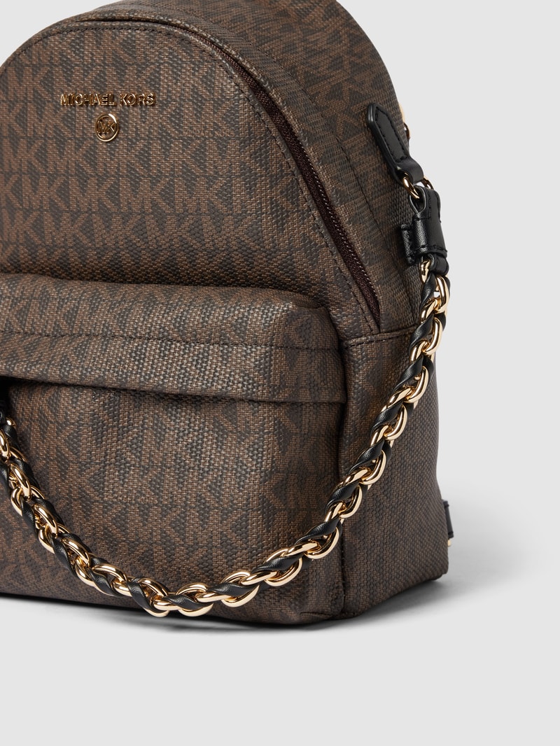 Rucksack mit Allover-Logo Modell 'SLATER' in dunkelbraun
