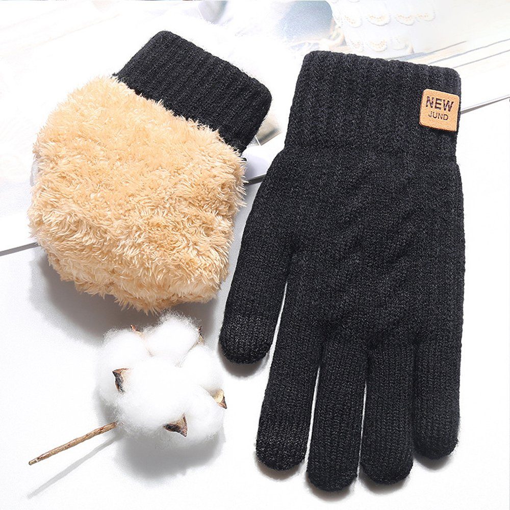 CAMILA Strickhandschuhe Winter, Unisex, dickes Fleece,weich (set, Geschenkidee) Atmungsaktiv und weich