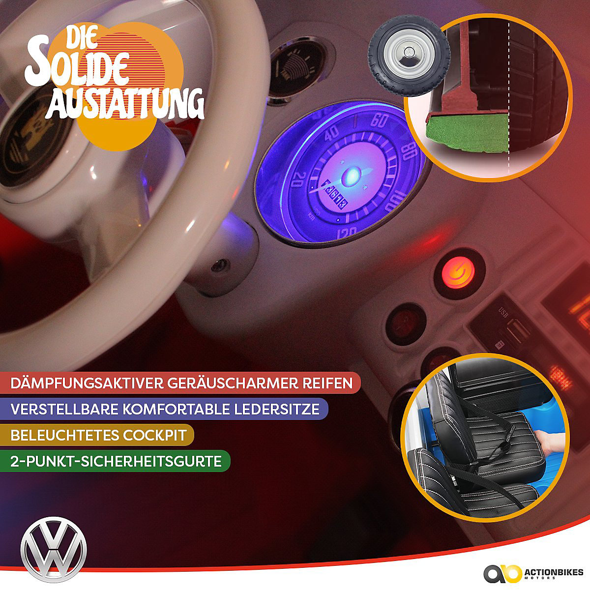 Kinder Elektroauto VW Bus Bulli T1 Samba Camper Lizenziert - 2x35 Watt - Kinderauto mit Fernbedienung - Soundmodul
