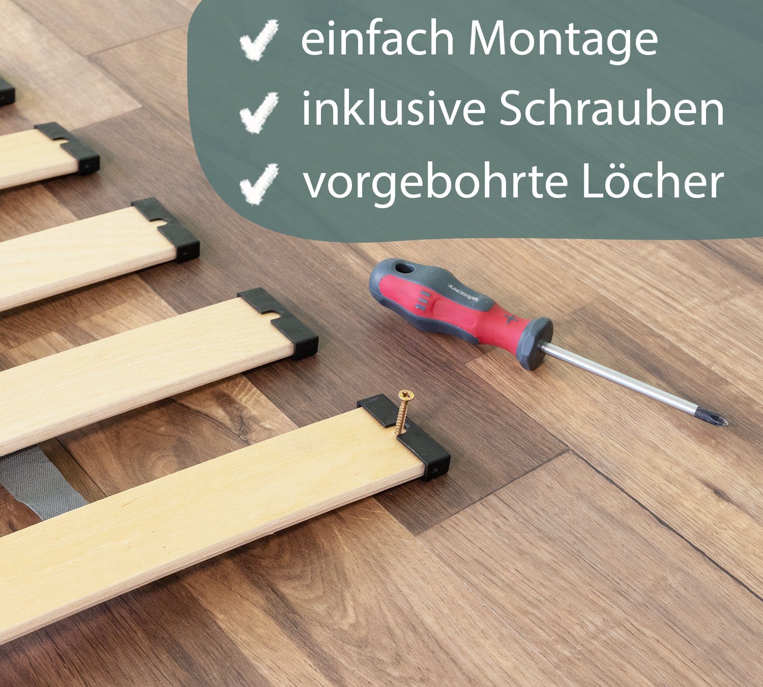 Rollrost Comfort Plus I GRATIS Lieferung, Alcube, Kopfteil nicht verstellbar, Fußteil nicht verstellbar, Rolllattenrost 80x160 cm, Lattenrost Holzlatten