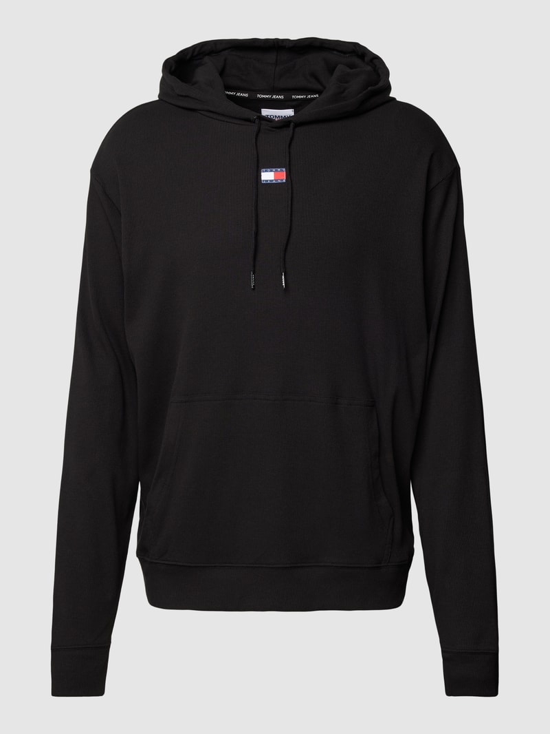 Hoodie mit Rippenstruktur Modell 'HERITAGE' in schwarz