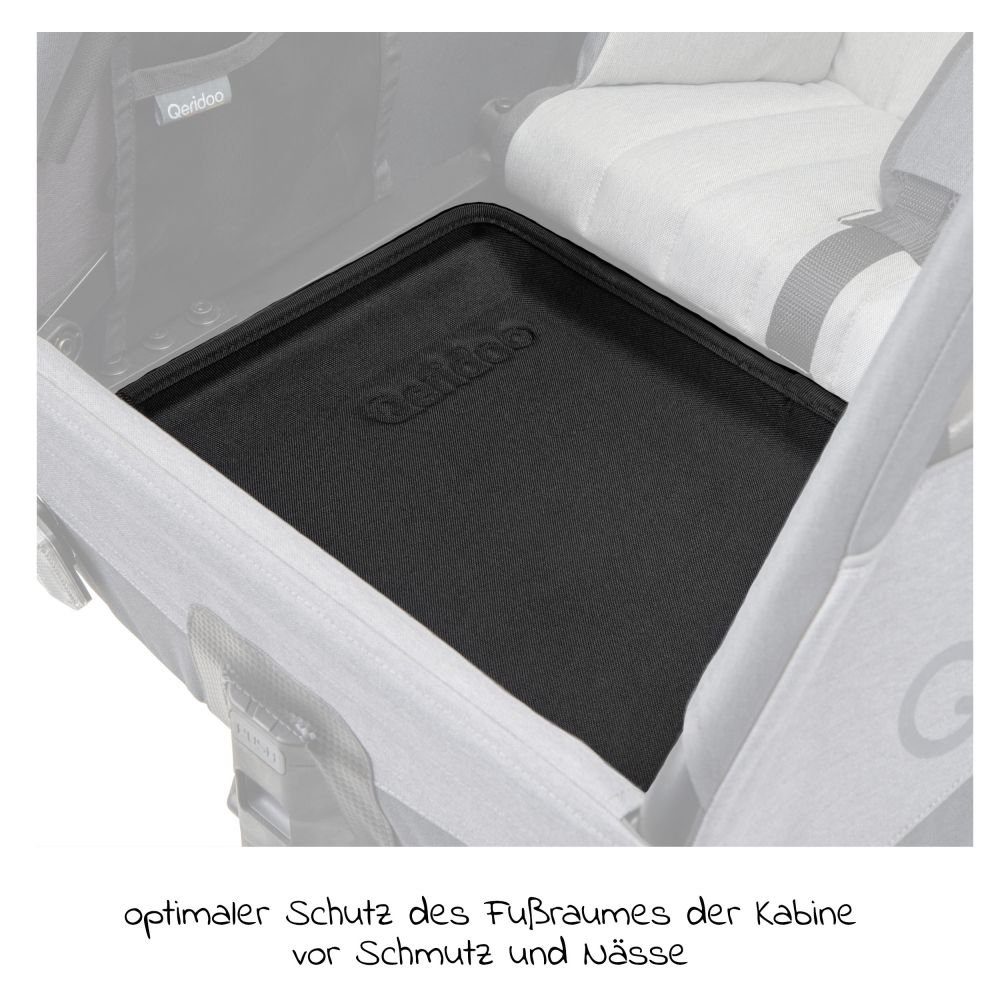 Qeridoo Kinder-Buggy Schwarz, Schutzwanne für den Fußraum von Qeridoo Fahrad Anhänger für Zweisitzer