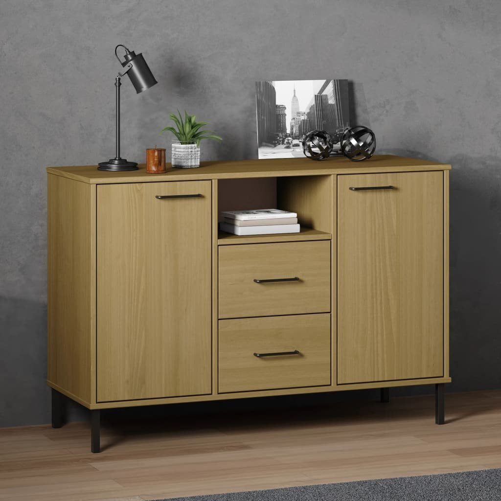 vidaXL Sideboard Sideboard OSLO mit Metallbeinen Braun 113x40x77 cm Massivholz (1 St)