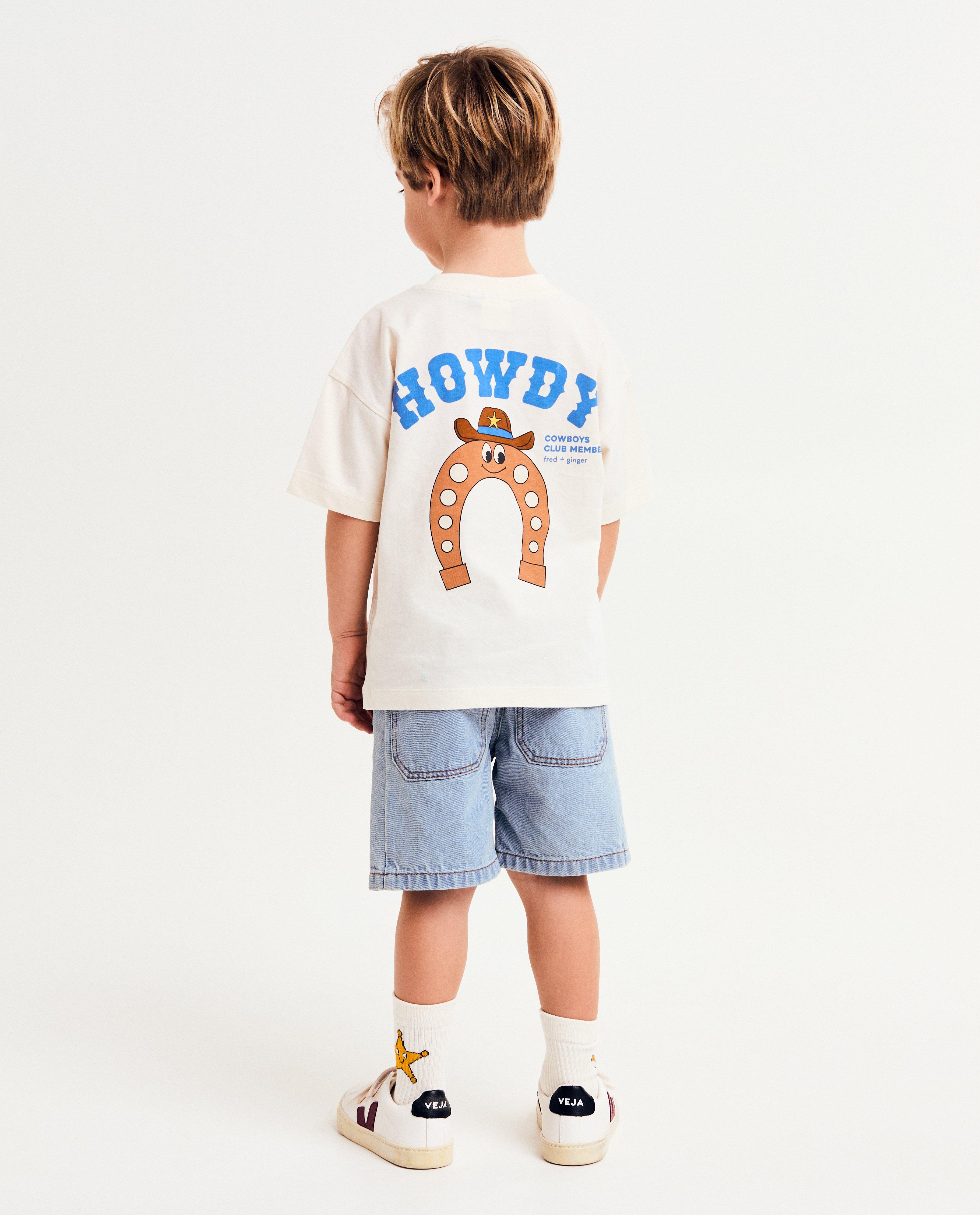 Fred + Ginger unisex póló hátlapmintával, 92-128 fehér