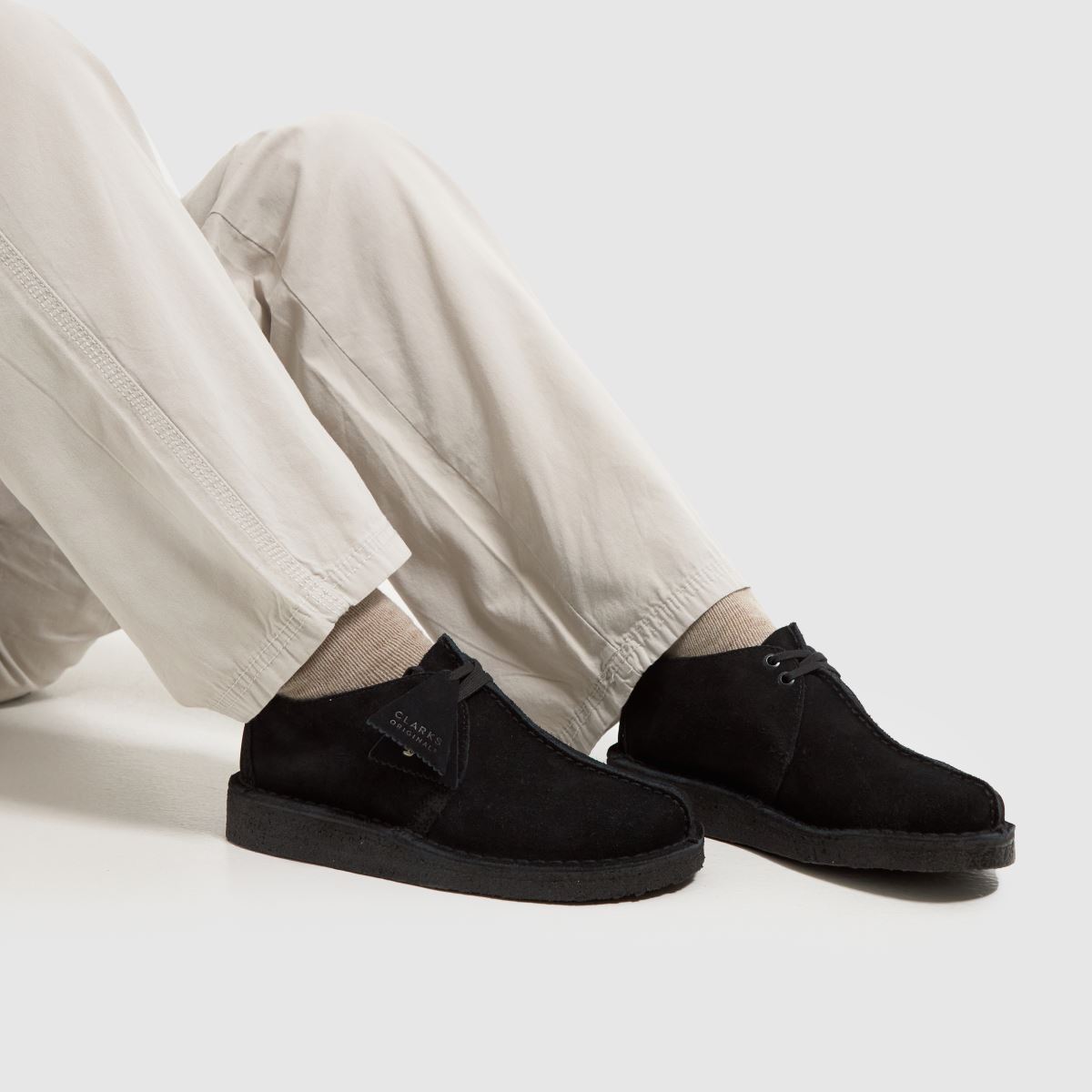 Clarks Originals – Svarta platta skor i Desert Trek-modell