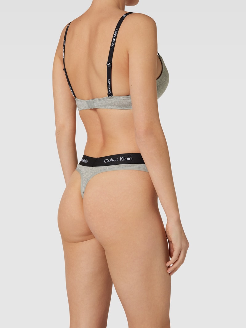 String mit elastischem Logo-Bund Modell 'MODERN THONG' in hellgrau meliert