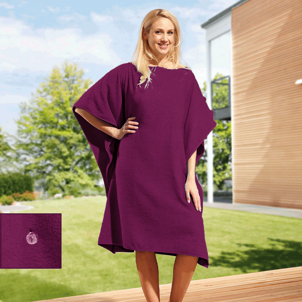 Sensino XL-Badetuch-Poncho 2 in 1, ca. 100 x 200 cm, Aubergine