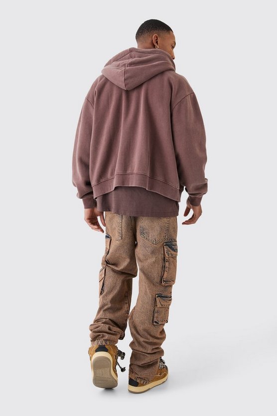 Kastiger Oversize Man Hoodie mit Reißverschluss