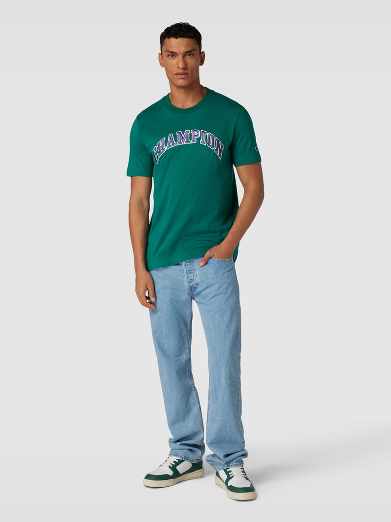 T-Shirt mit Label- und Logo-Stitching Modell 'Rochester' in grün