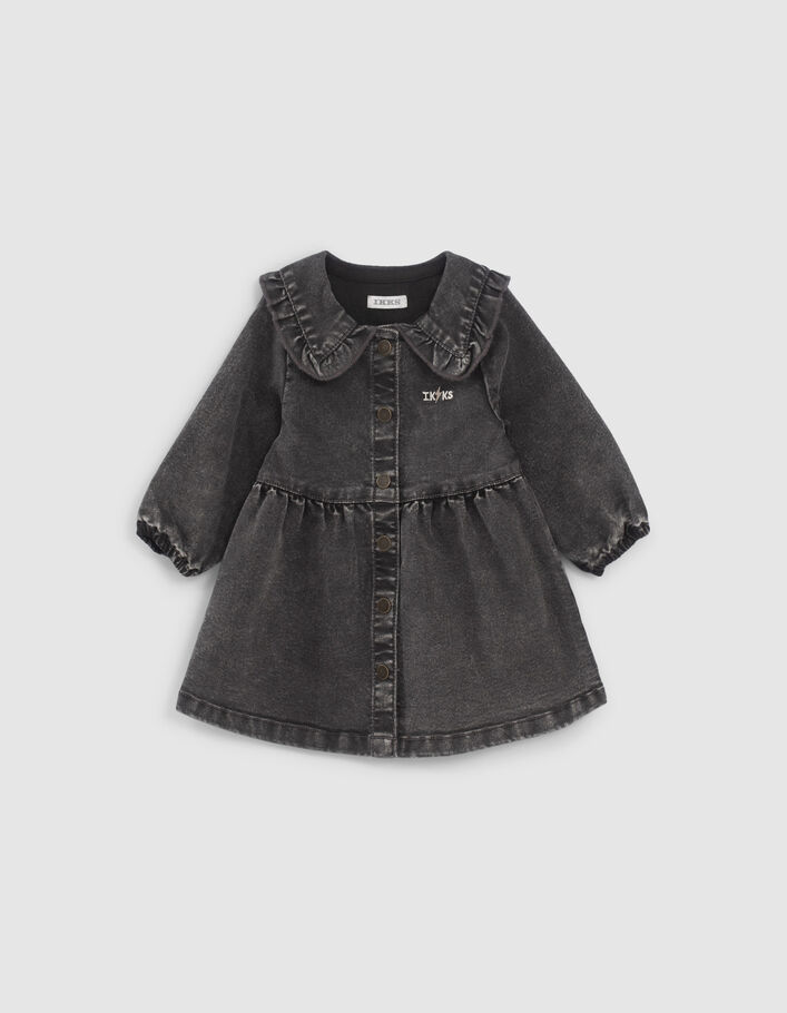 Robe en jean grise avec maxi col bébé fille