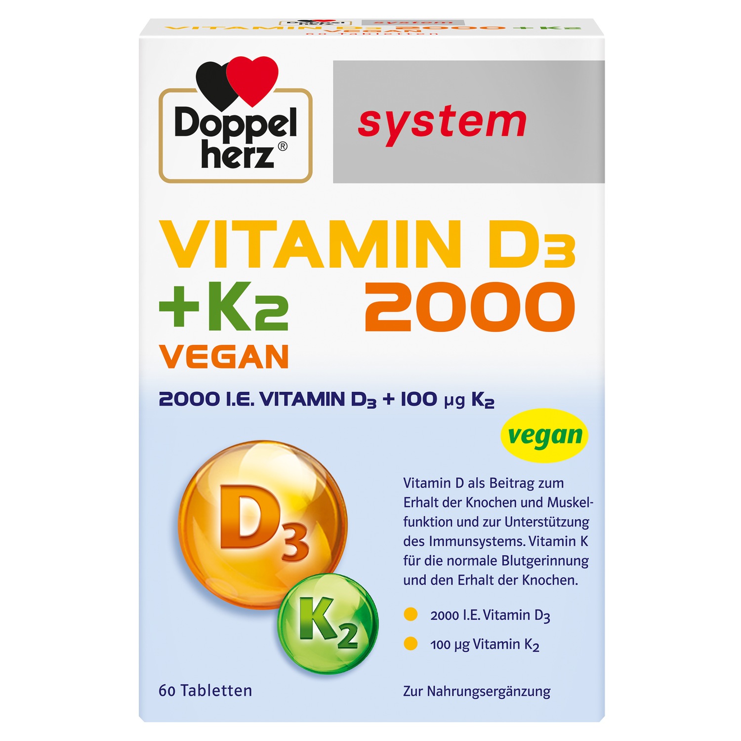 Vitamin D3 2000+K2 system Tabletten