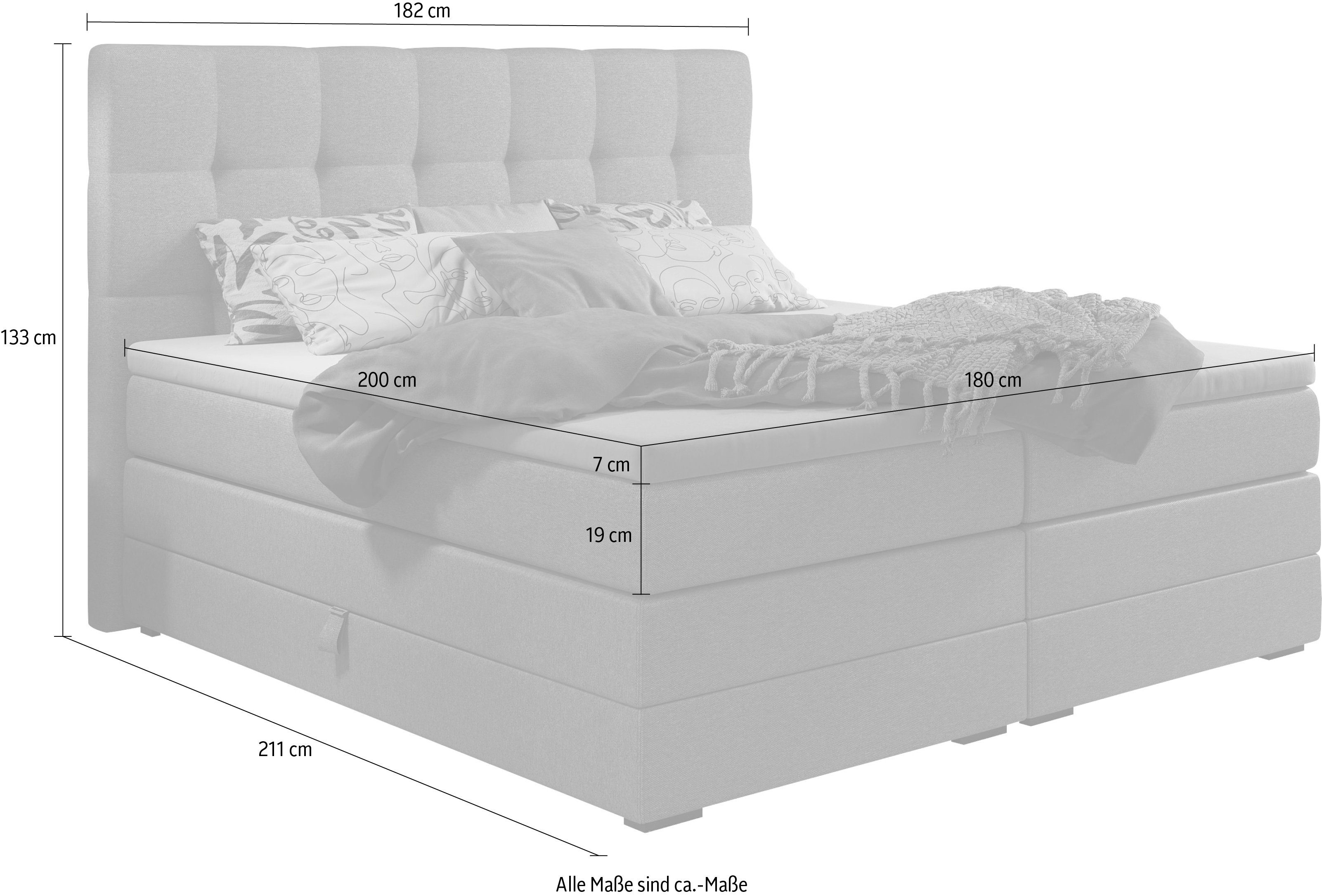 Schlaraffia Boxspringbett Aida, mit Stauraum 180x200, inkl. BULTEX® Topper, Fuß in Schwebeoptik