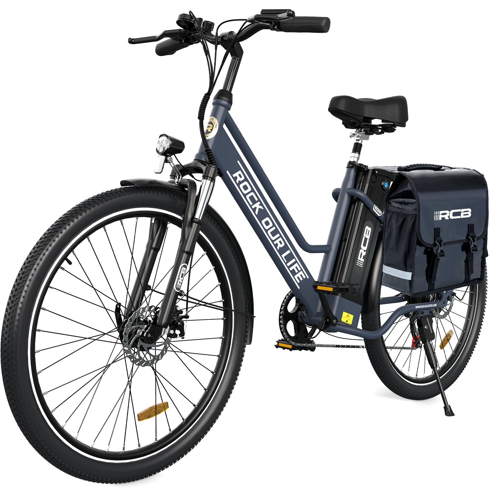 RCB E-Bike 26 Zoll Elektrofahrrad 36V 12AH, 250W Cityräder für Damen Herren, 7 Gang SHIMANO, Heckmotor