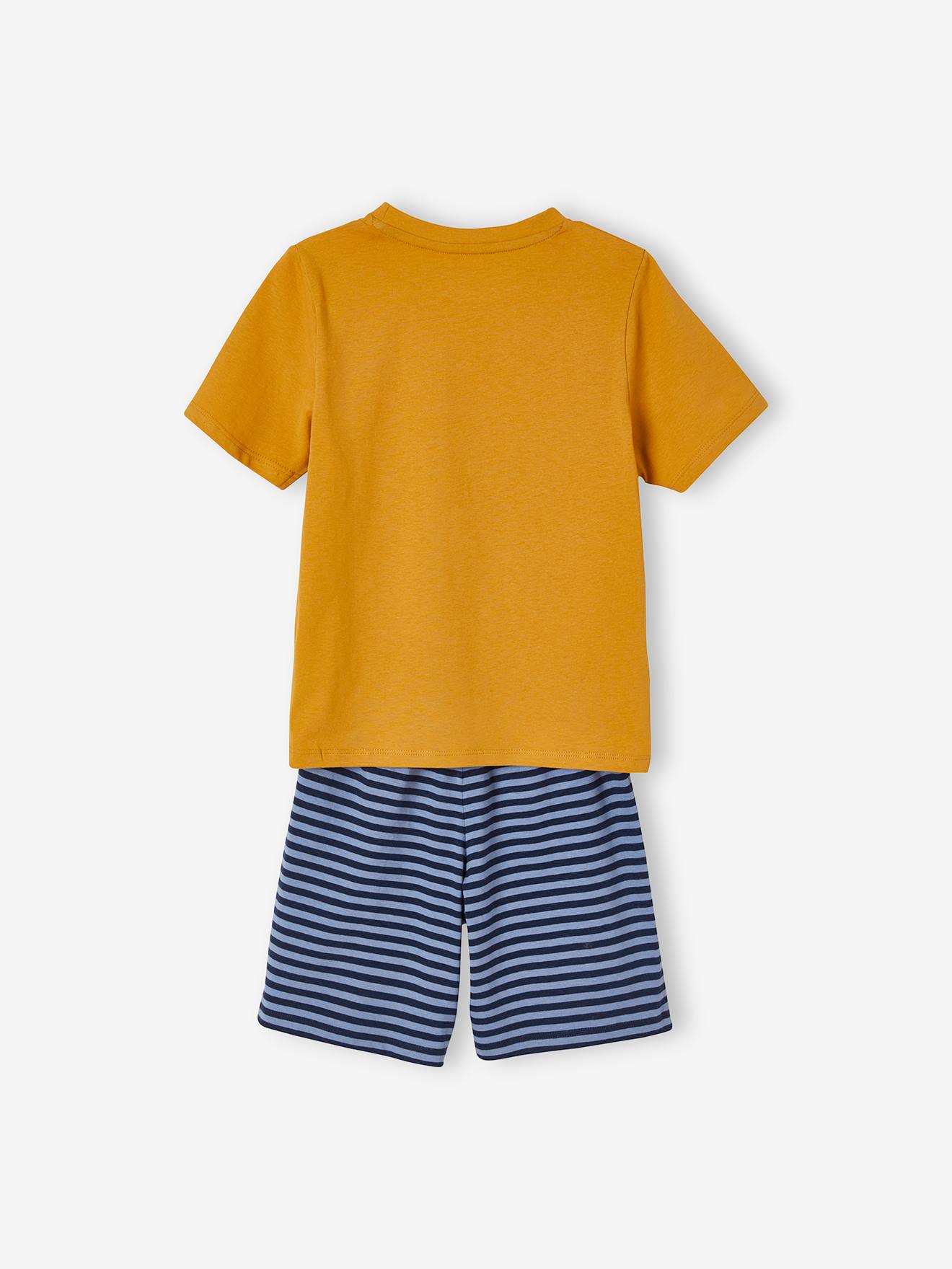 Lot de 2 pyjashorts garçon baleines BASICS lot moutarde et bleu