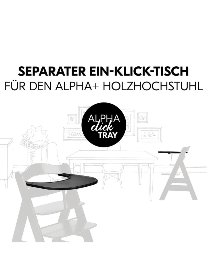 Hauck Essbrett und Tisch für Alpha Hochstuhl (Click Tray) in schwarz günstig kaufen onesize