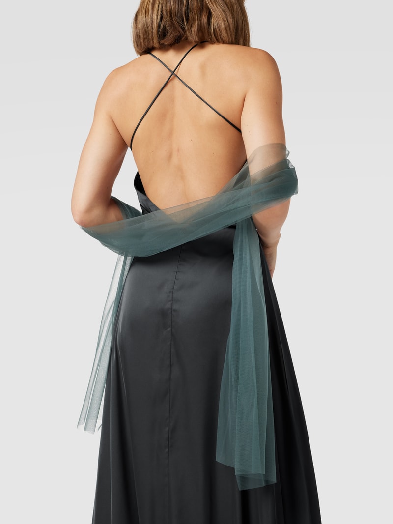 Abendkleid mit Spaghettiträgern in dunkelgrün
