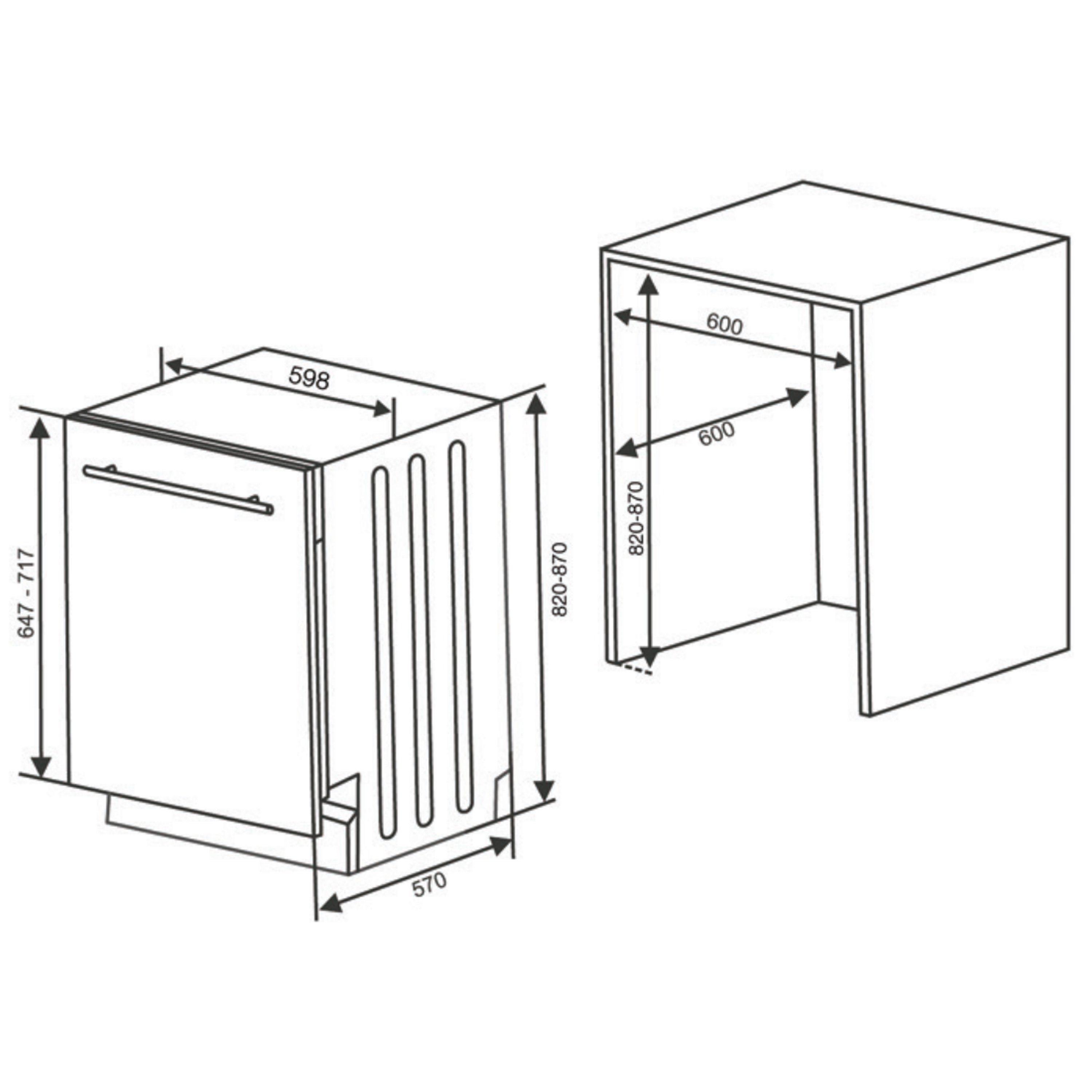 Telefunken vollintegrierbarer Geschirrspüler, ES60V14E, 12 l, 14 Maßgedecke, Einbauspülmaschine, 60 cm, 6 Programme, Überlaufschutz