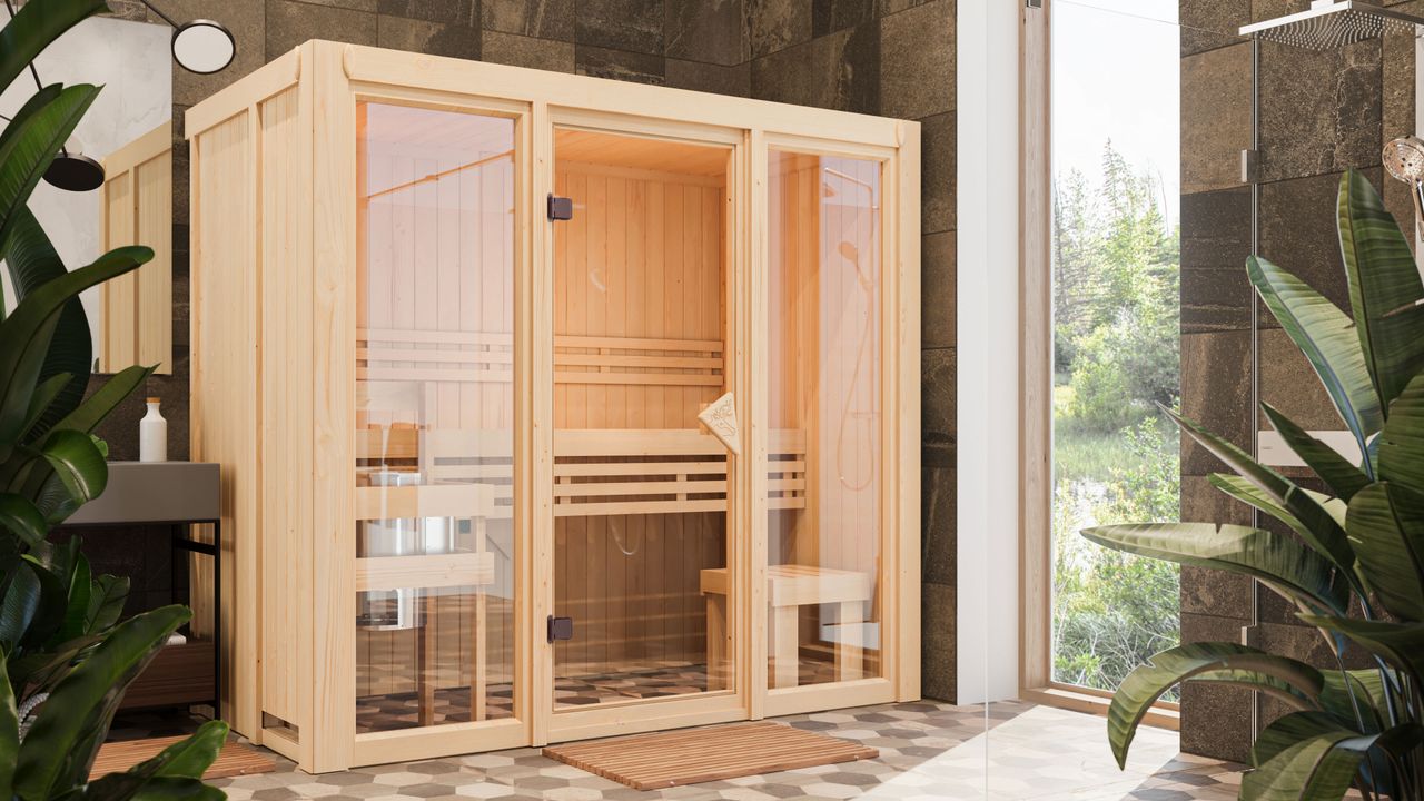 Karibu Elementsauna Sky II 3,6 kW Ofen   Steuergerät Easy Bio