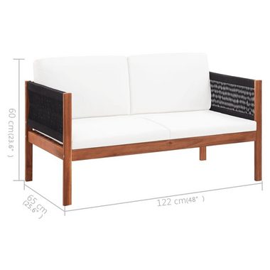 vidaXL Loungesofa Gartensofa 2-Sitzer Massivholz Akazie