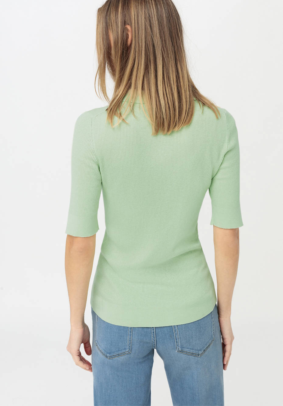Polo-Pullover aus Seide mit Bio-Baumwolle
