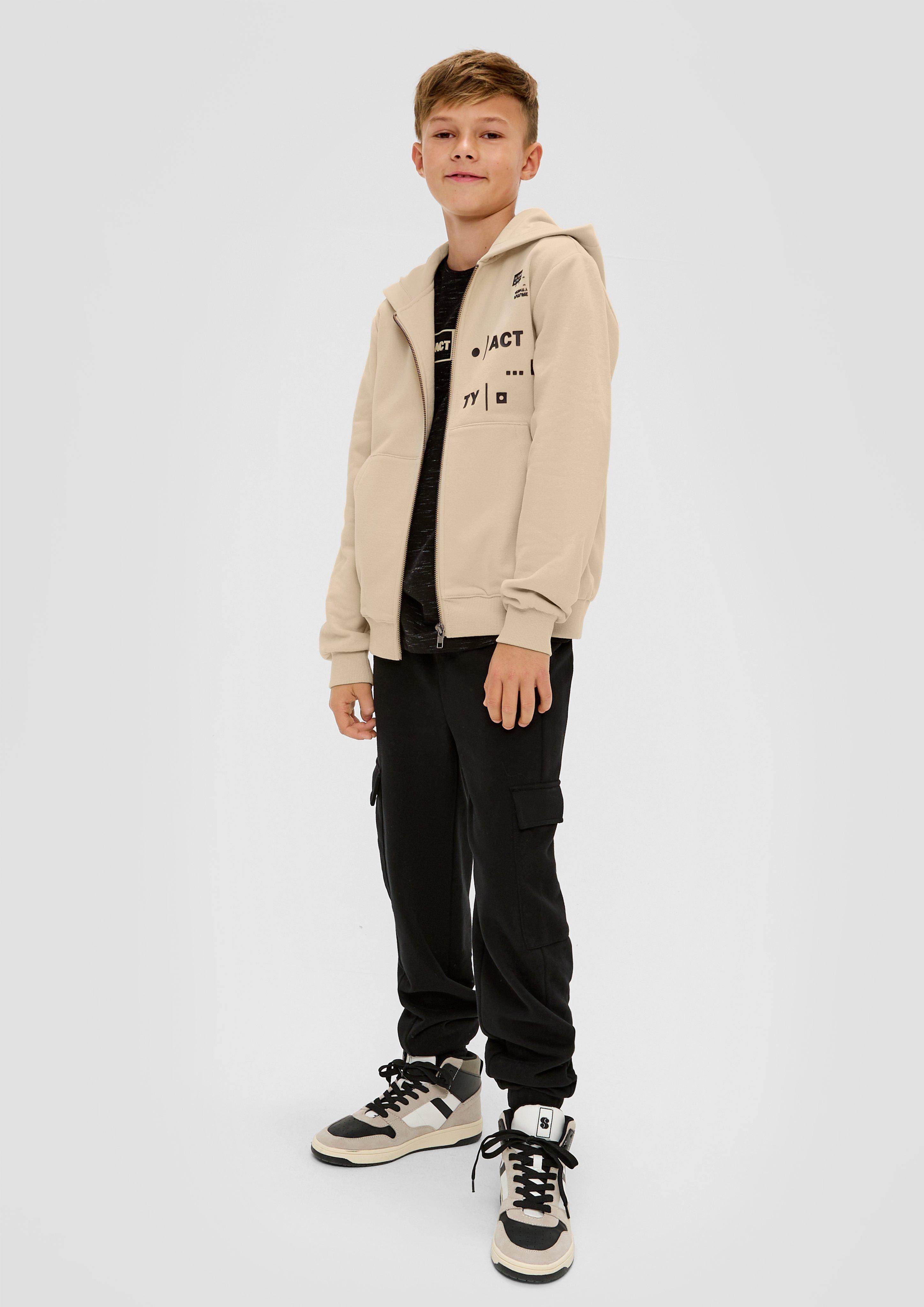 Sweatjacke mit gummierten Schriftprints  2137560-8120