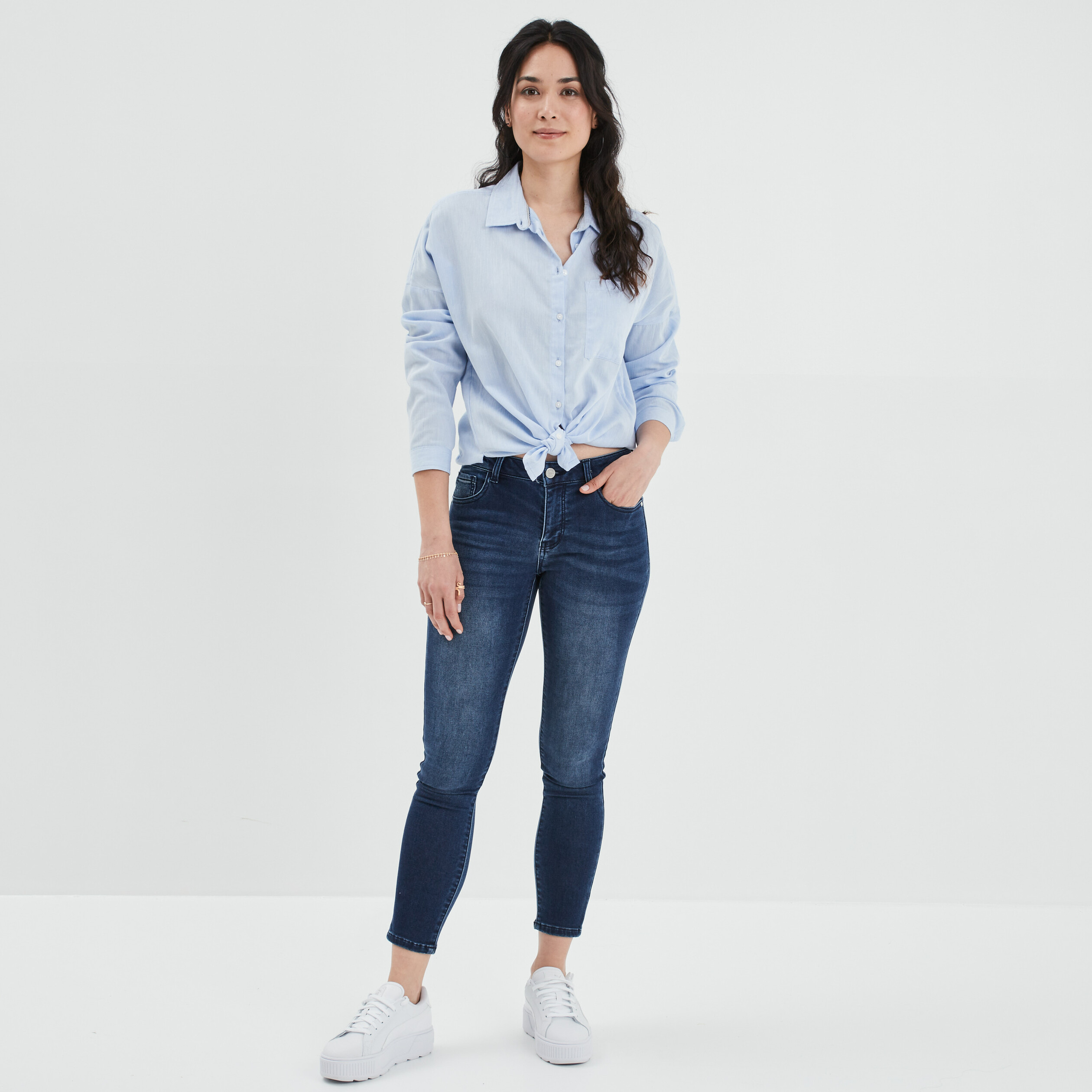 Jeans slim 7 8ème Creeks denim brut femme | La Halle