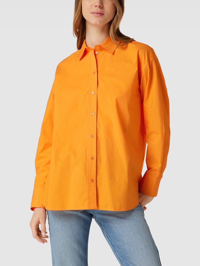 Hemdbluse mit Sportmanschetten in orange