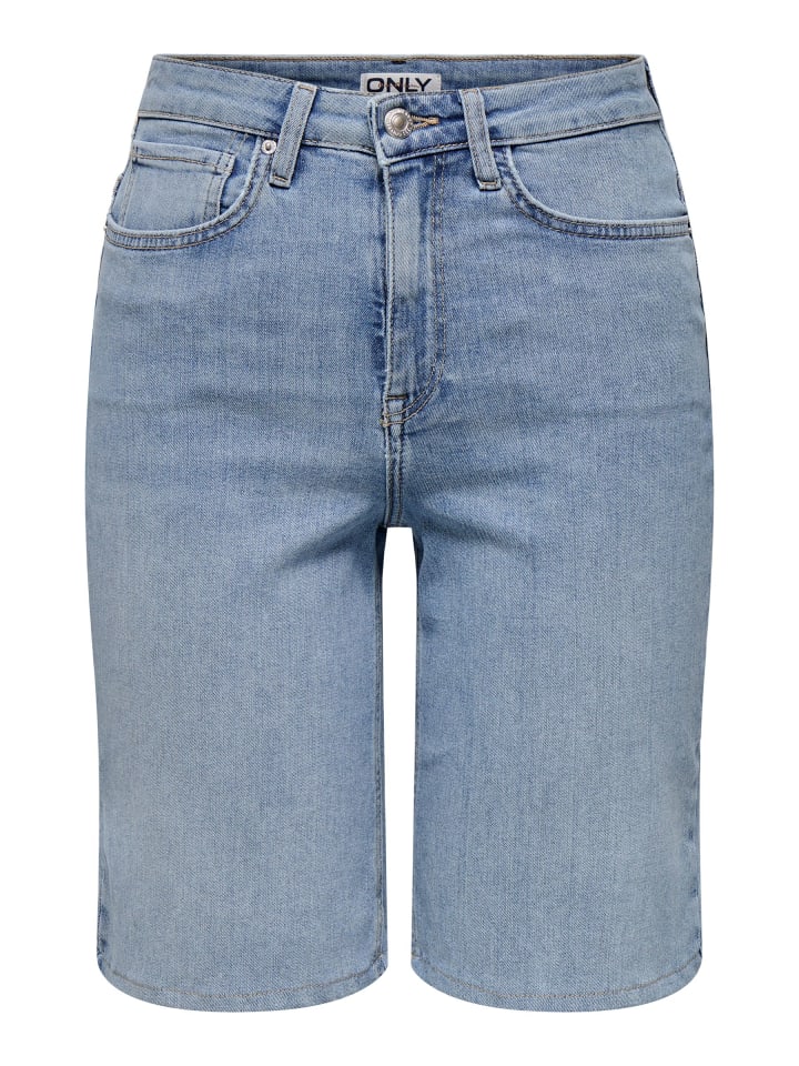 ONLY Denim-Jeansshorts mit Taschen und Gürtelschlaufen in Hellblau günstig kaufen