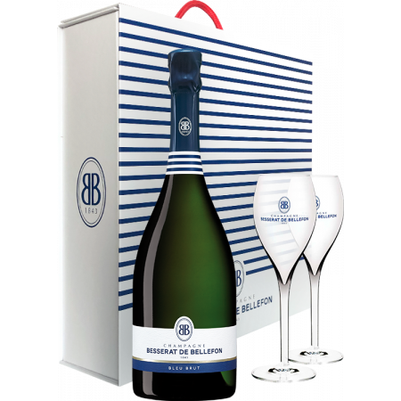 CHAMPAGNE BESSERAT DE BELLEFON - BLEU BRUT - EN COFFRET 2 FLUTES