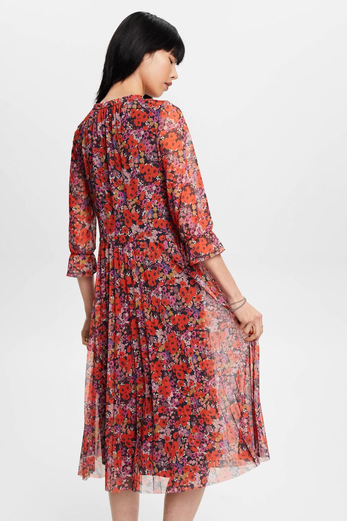 Midikleid aus Mesh mit Allover-Muster
