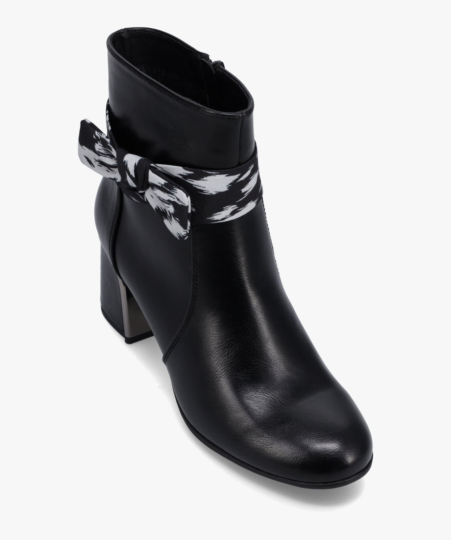 Boots femme unies à talon carré et bride foulard noir | GEMO