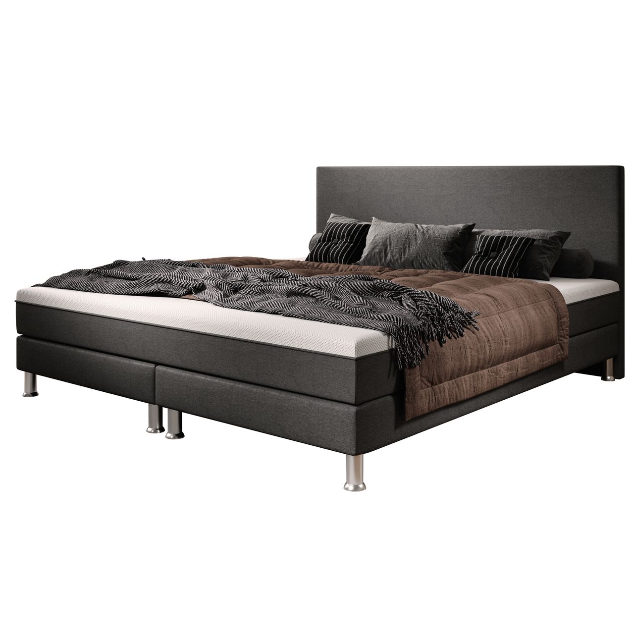IHG Boxspringbett Sunny Plus 180x200 Webstoff Anthrazit