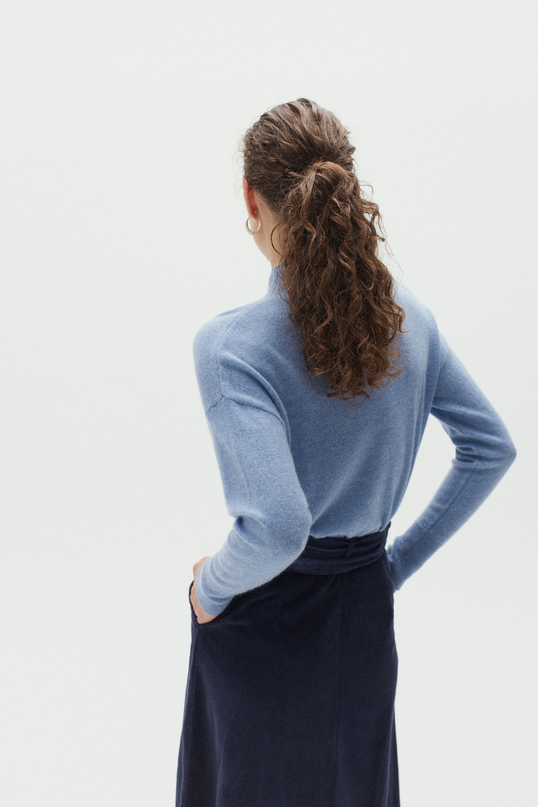 pull bibus 100% cachemire denim stone femme
