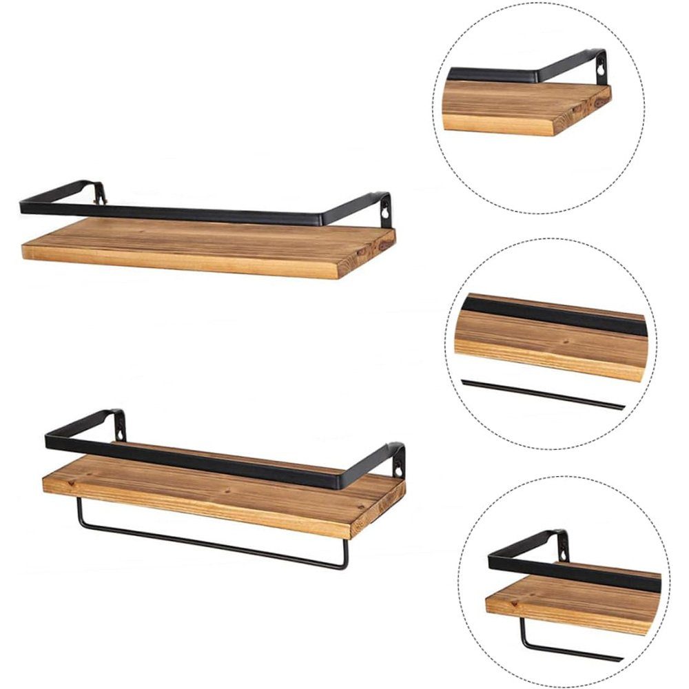 HIBNOPN Gewürzregal Wandmontage Gewürzregale für die Küche, aus Kiefernholz, 2er Pack, 2-tlg.