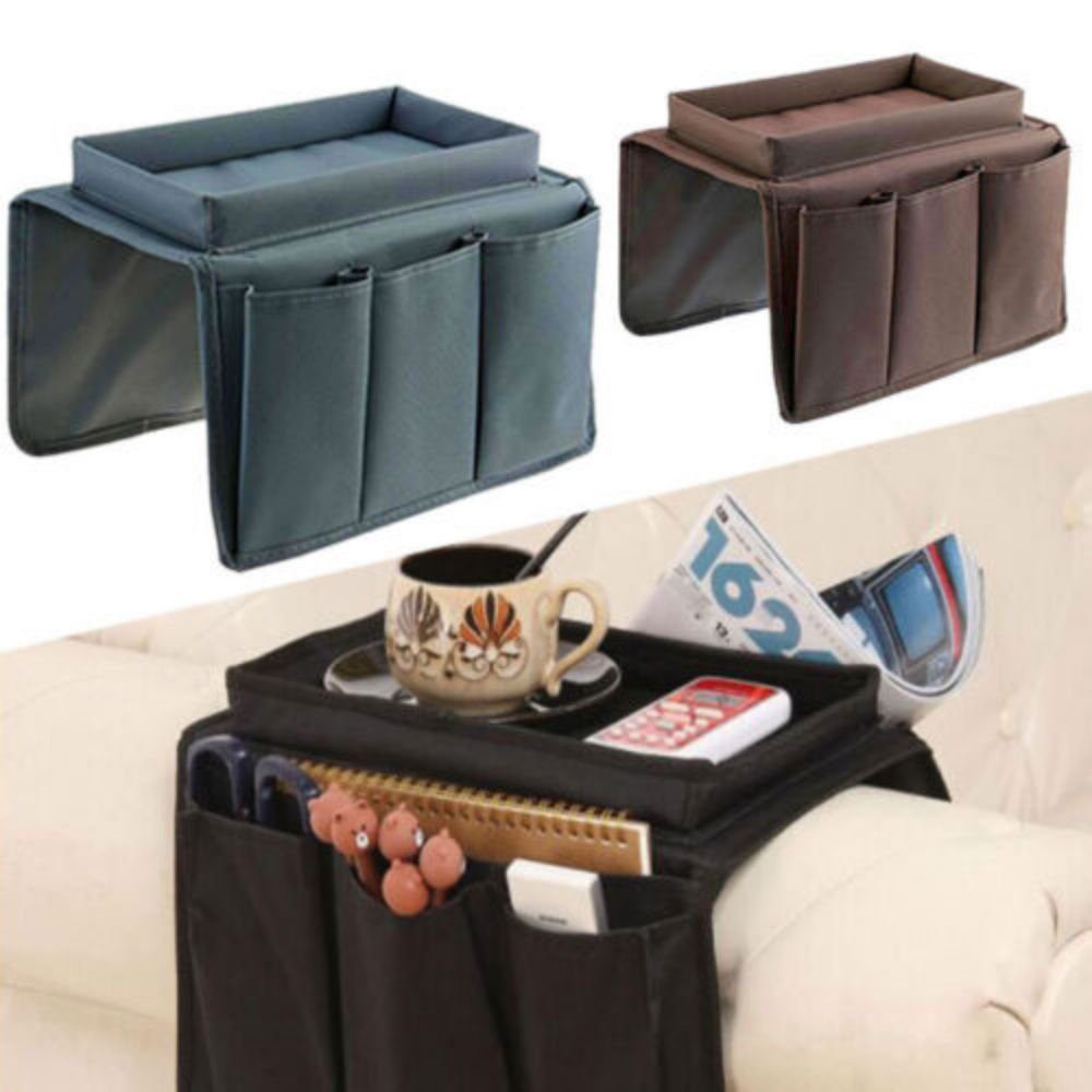 JOYOLEDER Betttasche Armlehnen Organizer, Sofa Butler mit Tablett, 4 Taschen, faltbar, HxBxT: 18 x 18 x 30 cm
