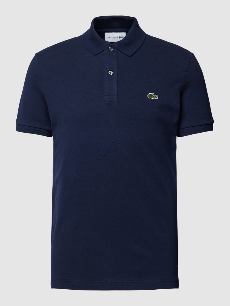 Poloshirt mit Logo-Stitching in marineblau