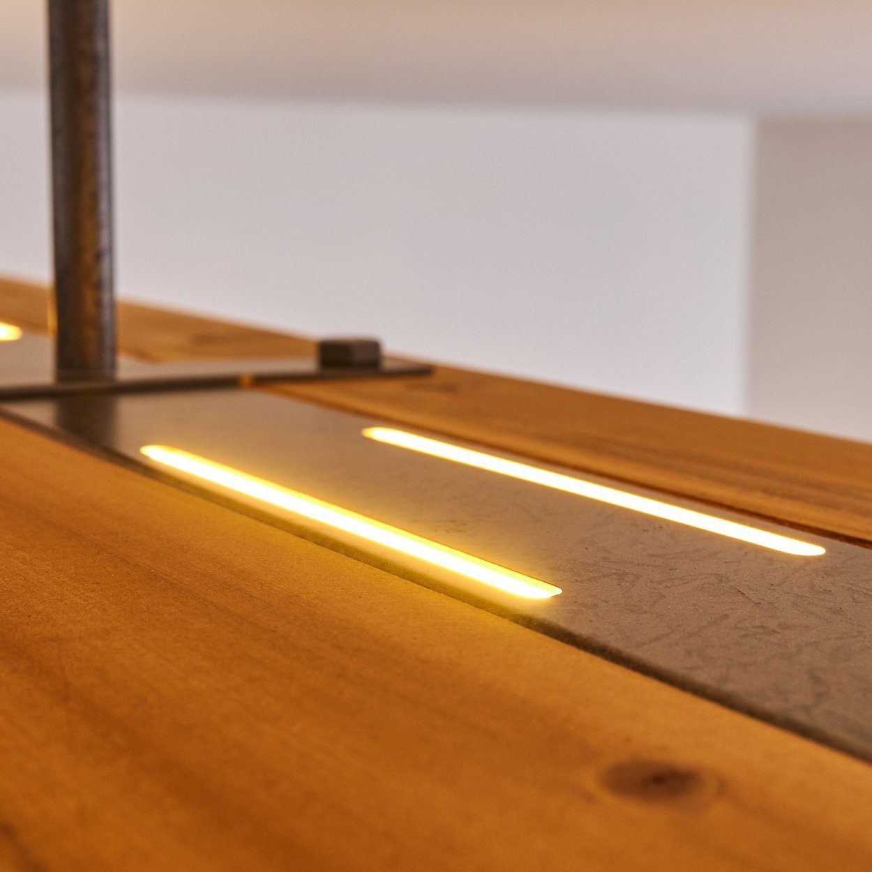 hofstein Deckenleuchte Volano dimmbare Deckenlampe aus dunklem Holz und Metall, Dunkelgrau, 3000 Kelvin, 3000 Lumen, moderne Zimmerlampe, dimmbar über den Lichtschalter