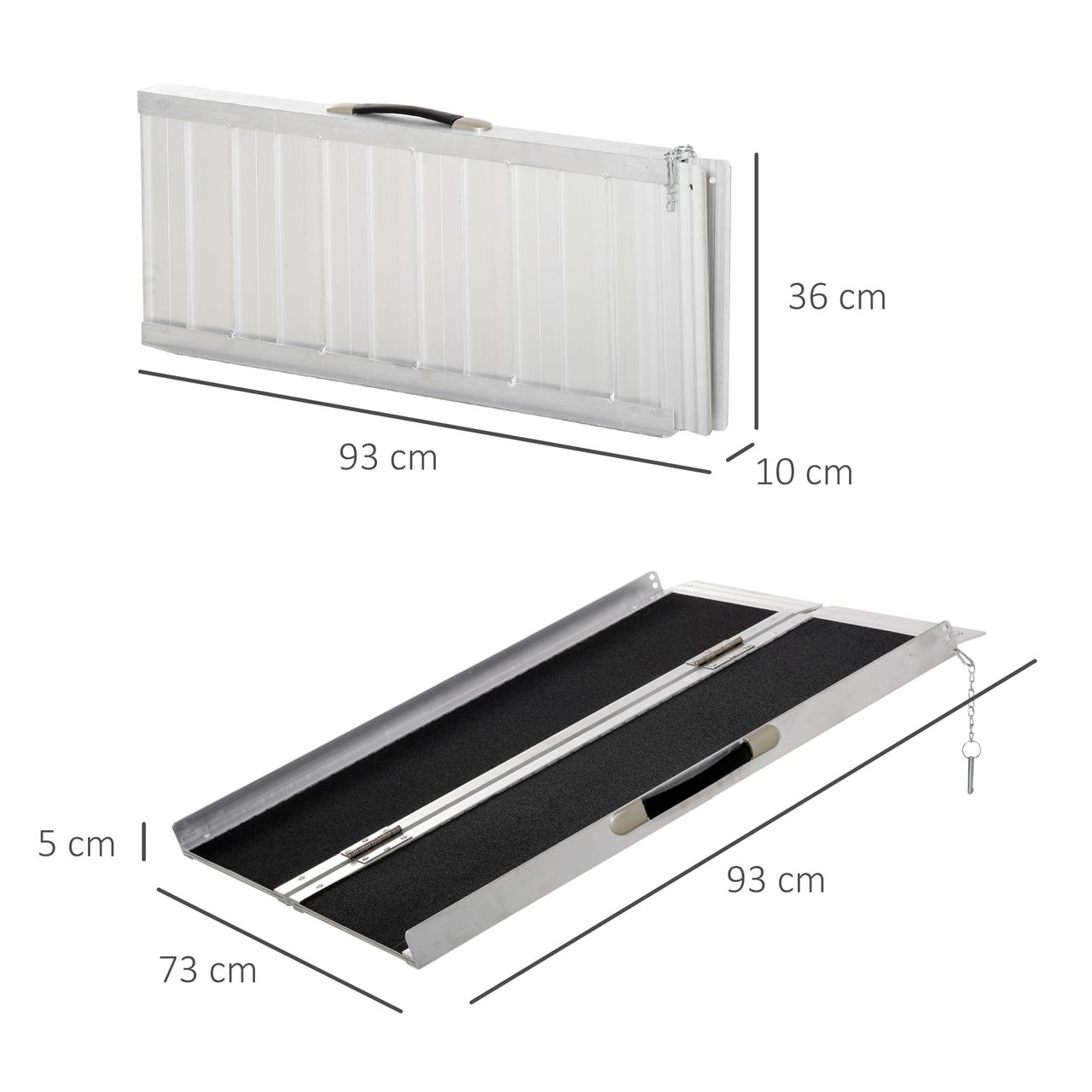 HOMCOM Rollstuhlrampe Auffahrrampe Rollstühle Rollatoren Faltbar Aluminium PVC