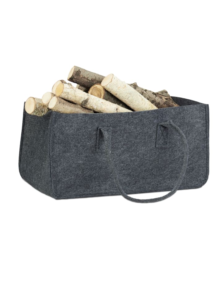 relaxdays Kaminholztasche in Anthrazit günstig kaufen onesize