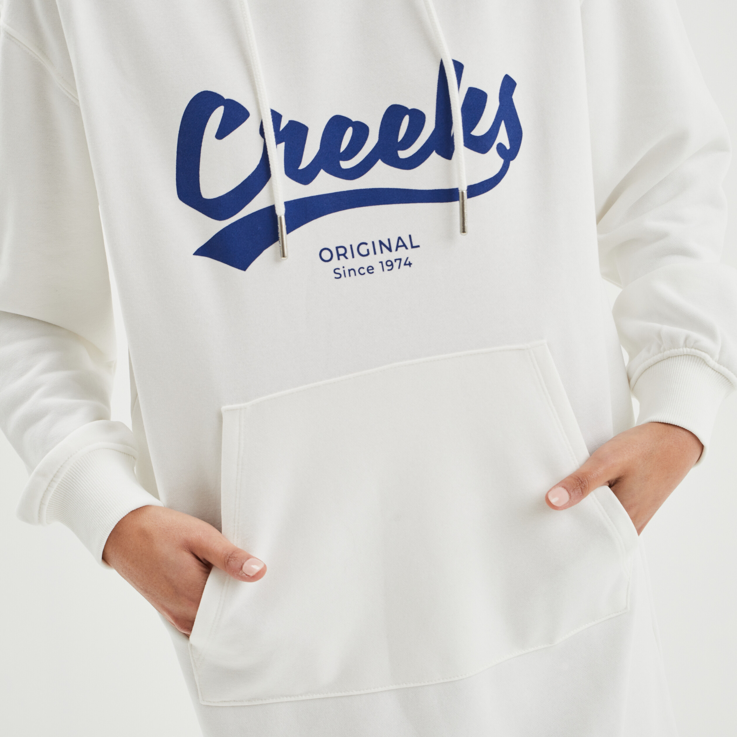 Robe sweat droite à capuche Creeks ivoire femme | La Halle