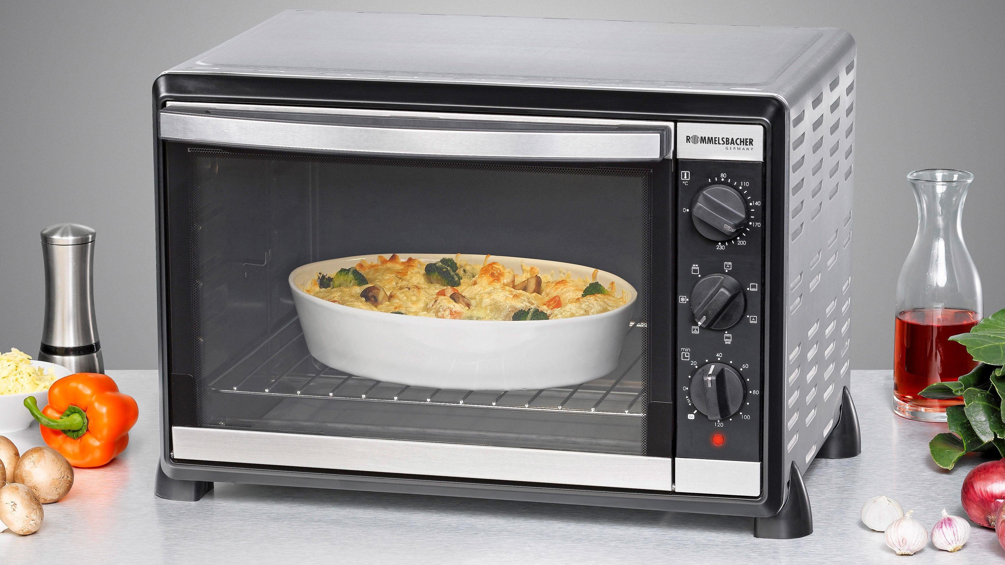 Rommelsbacher Minibackofen Back & Grill Ofen BG 1805/E, für Backformen bis 31,5 cm Ø