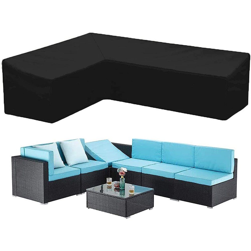 Qelus Gartenmöbel-Schutzhülle Gartenmöbel Abdeckung, Lounge L-Form Sofa Wasserdicht Schutzhülle, Winddicht UV-Beständiges Oxford Gewebe Schutzhülle für Garten