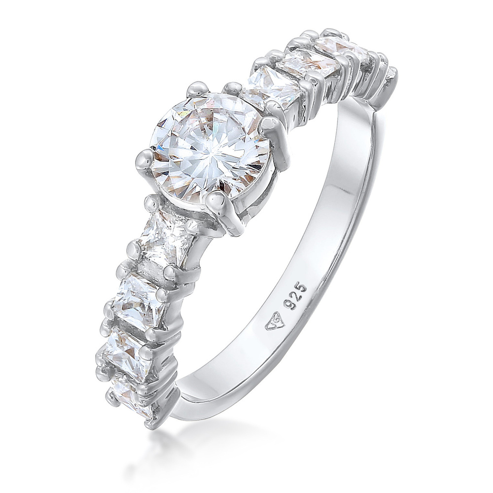 Elli Elli Bague Femmes Bague de fiançailles élégante avec Cristal de Zirconium en Arge Bague