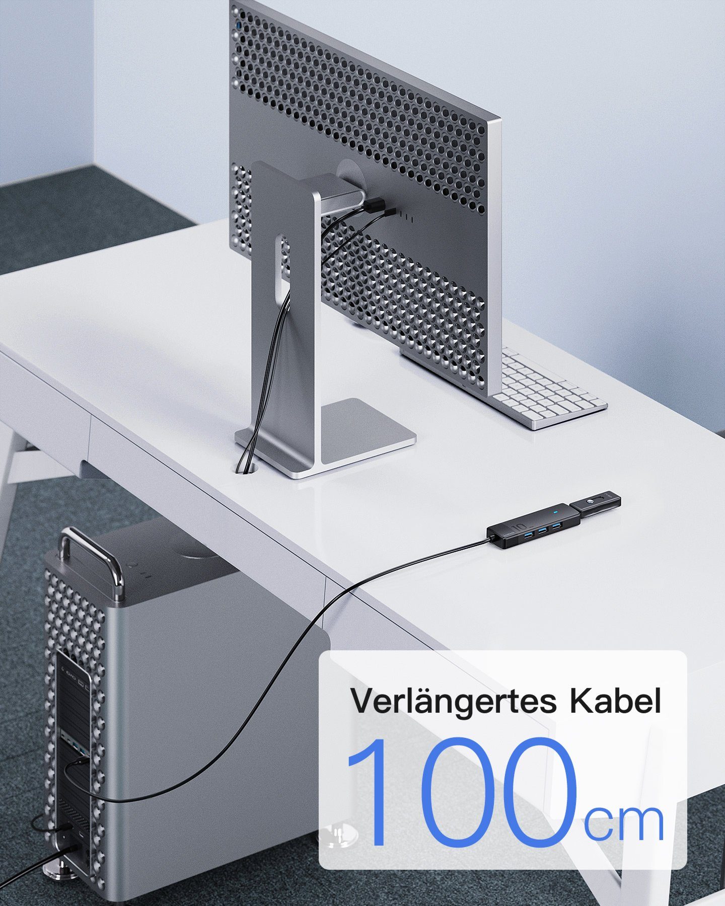 Inateck Laptop-Dockingstation USB 3.2 Hub mit 100cm Kabel, 4 USB A Ports