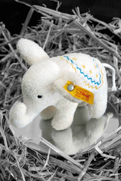 Elefäntle mit Rassel, 10 cm, weiß